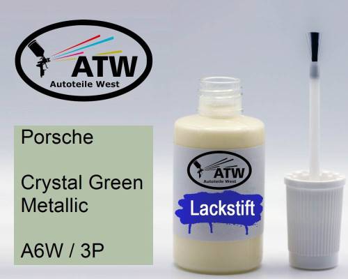 Porsche, Crystal Green Metallic, A6W / 3P: 20ml Lackstift, von ATW Autoteile West.